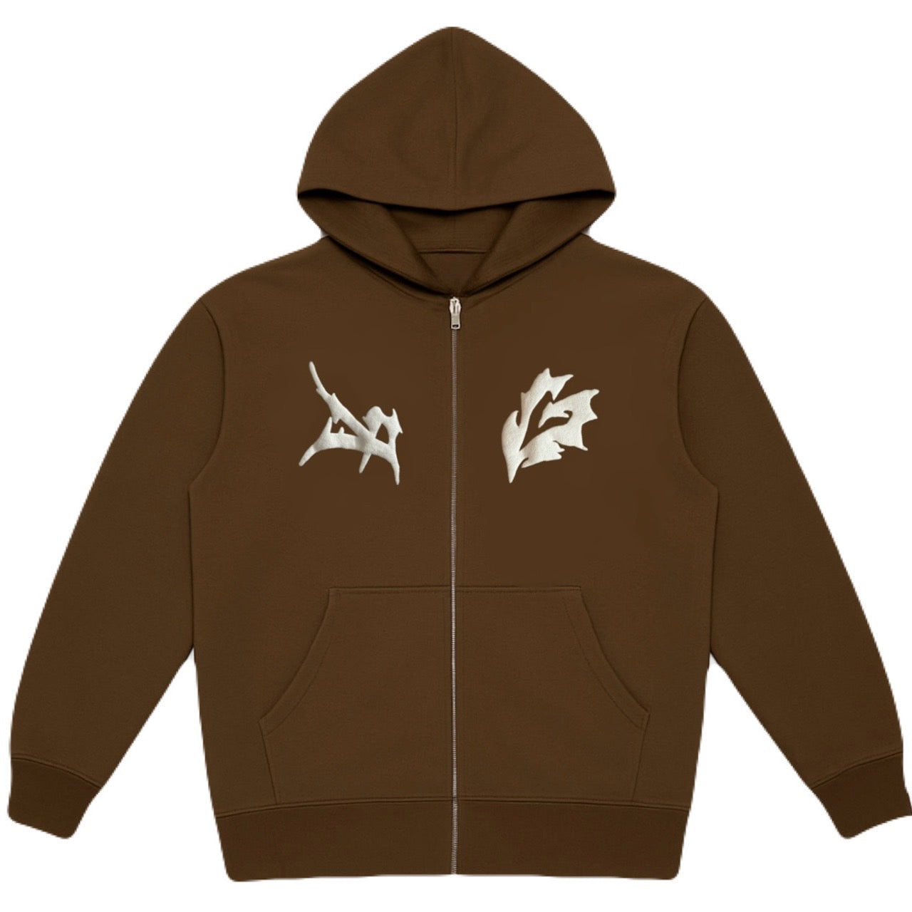 3D ZIP HOODIE-BROWN